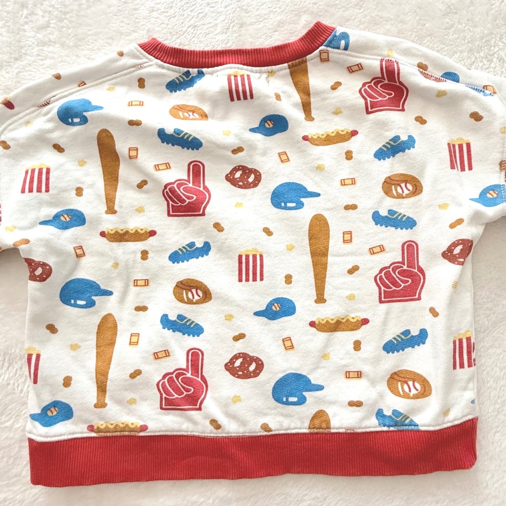 Monica + Andy Toddler Sweatshirt 2T Organic Cotton Baseball Snack Print Kids - Picture 7 of 7